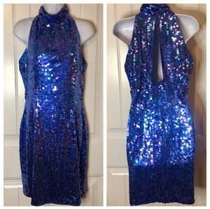 Vintage Sequin Mermaid Halter Dress